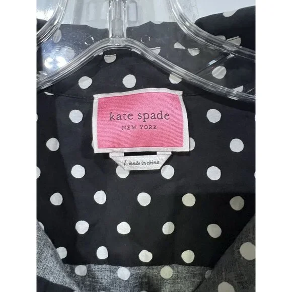 Kate Spade Harmony Dot Lake Dress Black Polka Dot Ruffle Hem Puff Sleeves Large - Picture 3 of 5